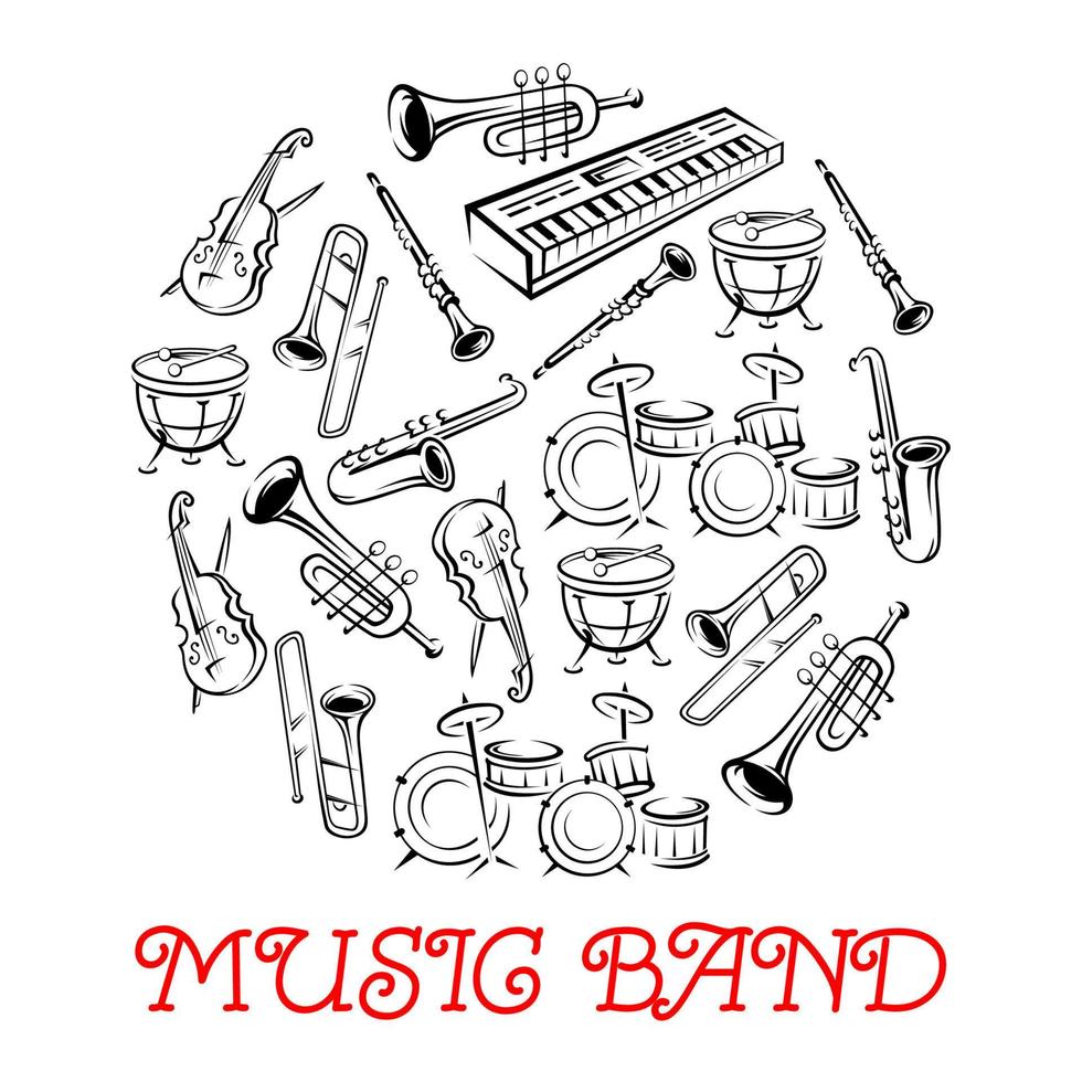 Sketched sound instruments for musical band vector