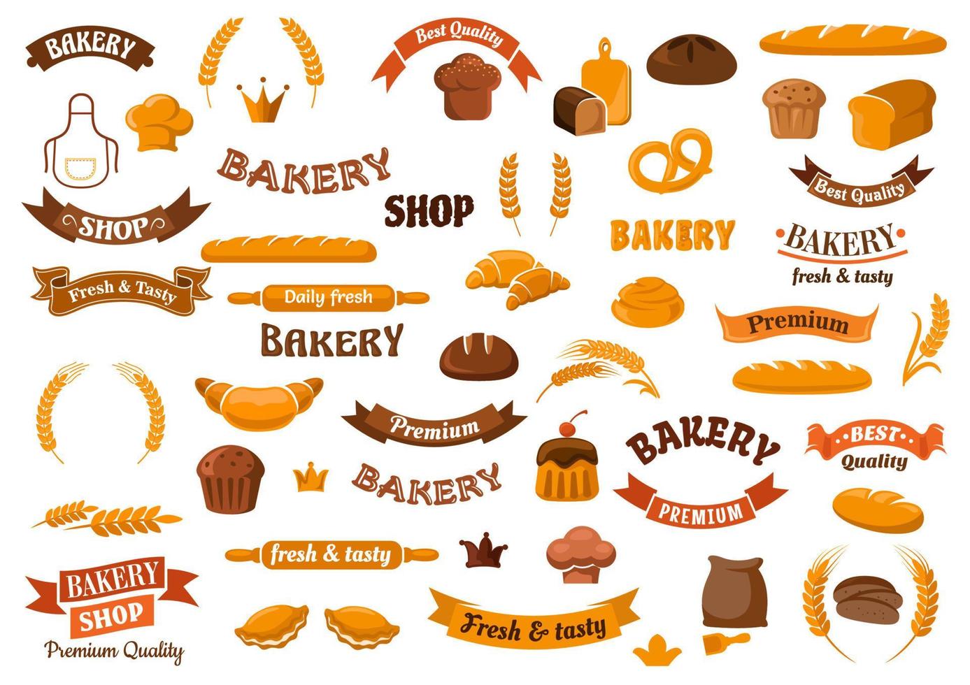 Bakery and pastry elements for design vector