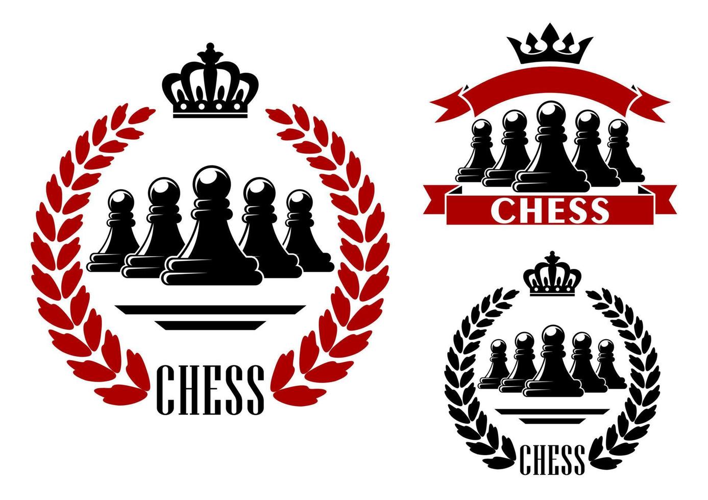 Elegant chess game heraldic symbol vector