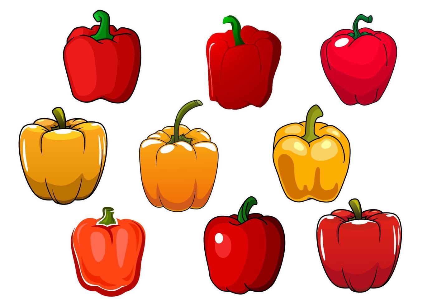 Red and yellow bell peppers vegetables vector