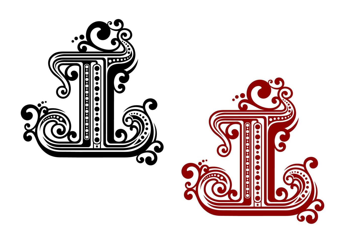 Capital letter I with retro ornament vector