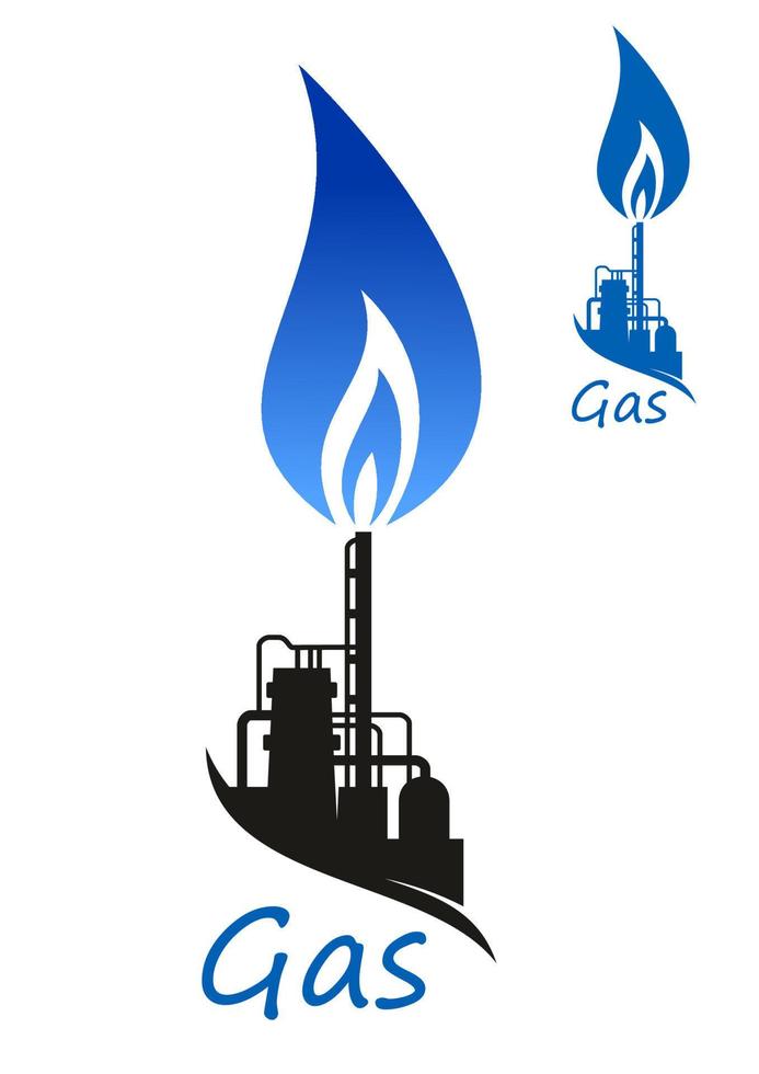 Natural gas flame and industrial factory vector