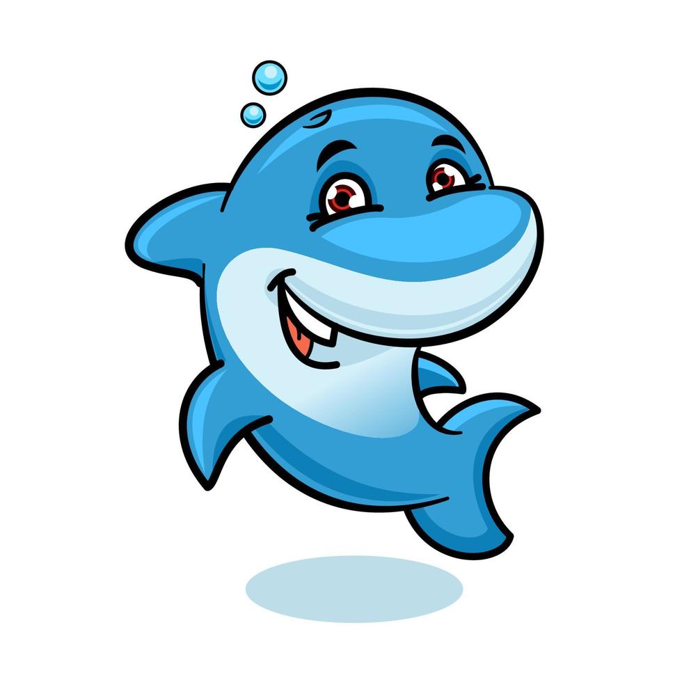 Playful cartoon blue atlantic bottlenose dolphin vector