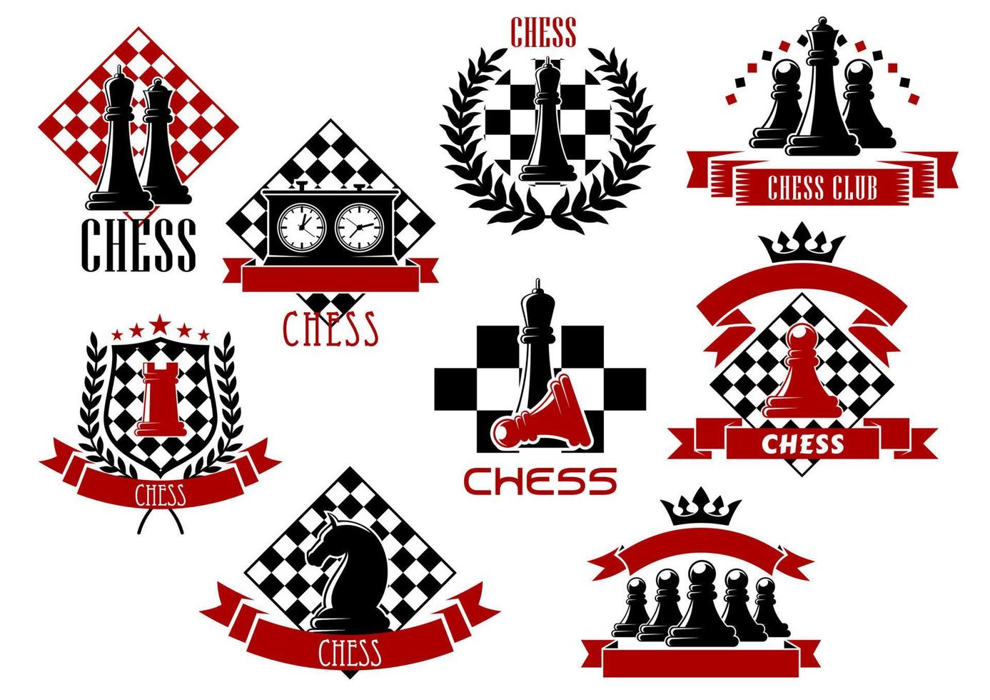 Sport emblems and icons of chess game vector