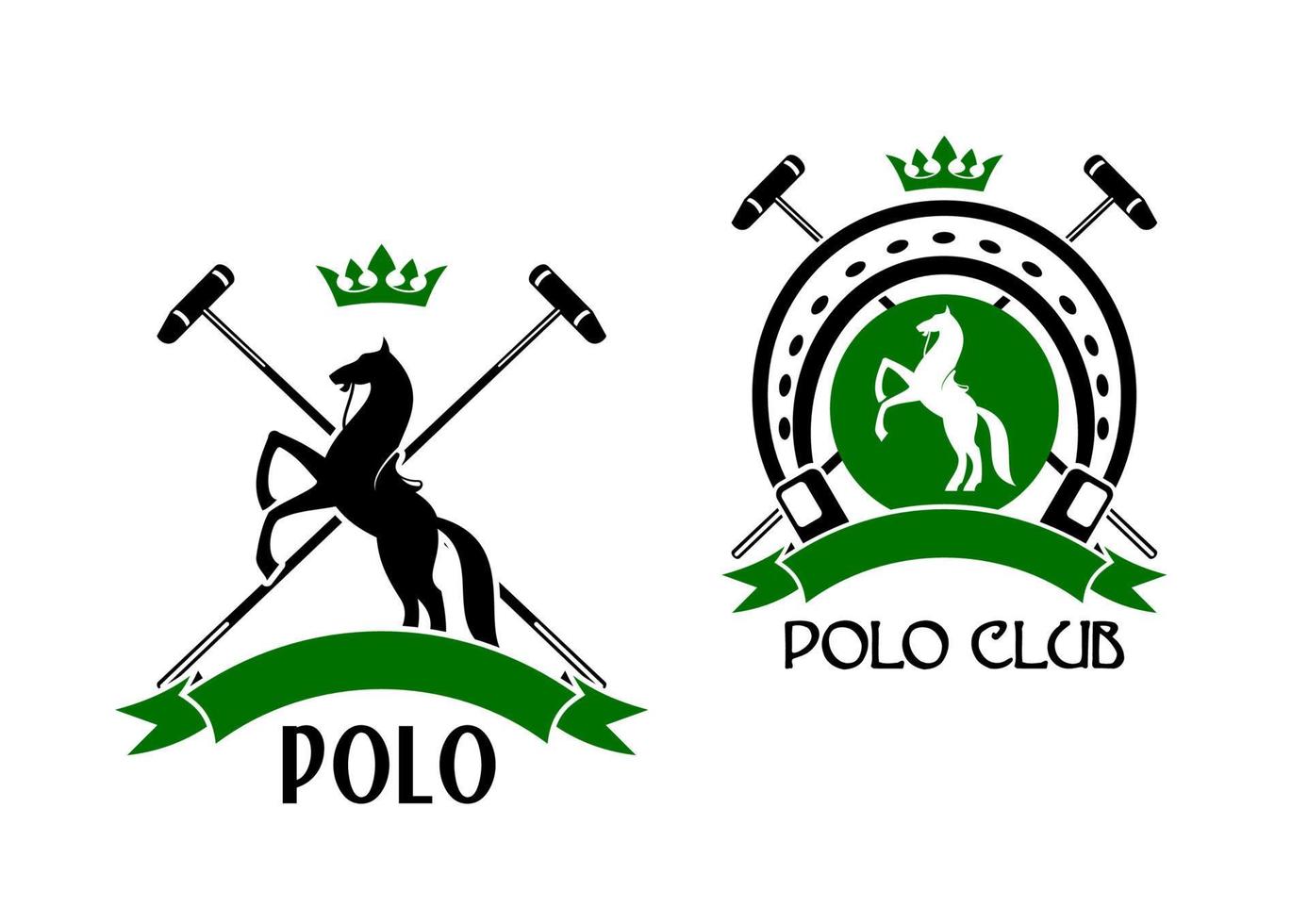 Polo club emblem with horse and sport items vector