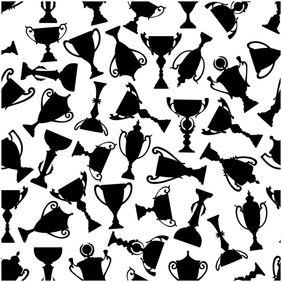 Black and white sport trophies pattern vector