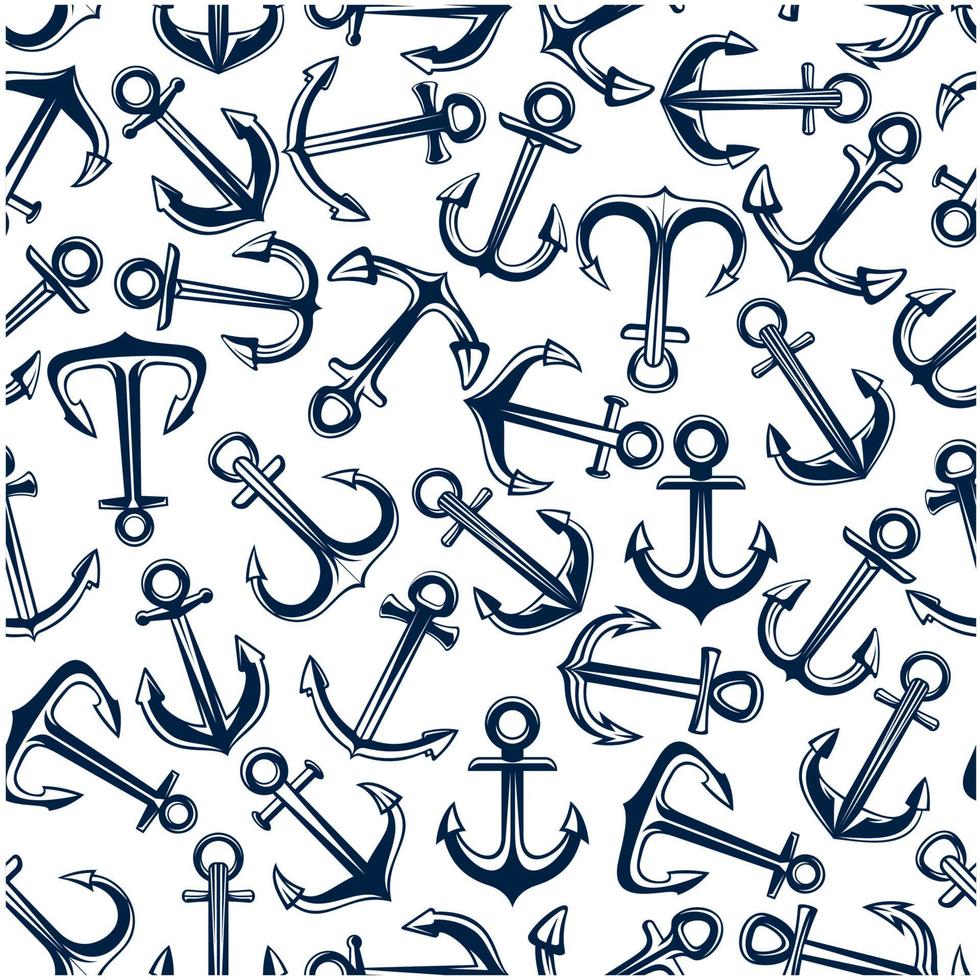 Retro seamless marine anchors pattern vector