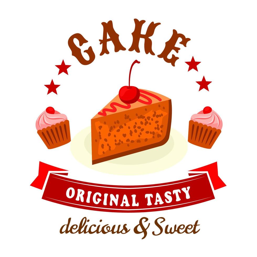 Bakery and pastry shop badge with chocolate cakes vector