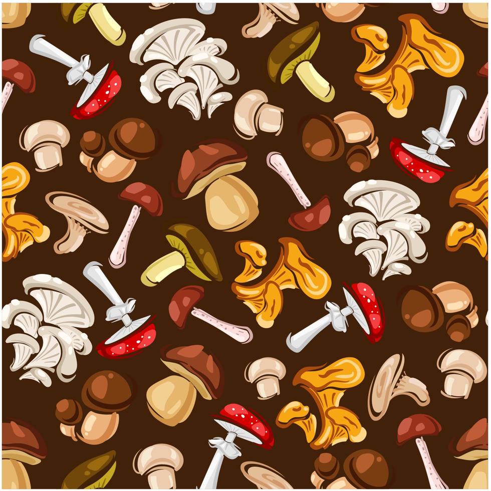 Forest mushrooms vector seamless pattern wallpaper