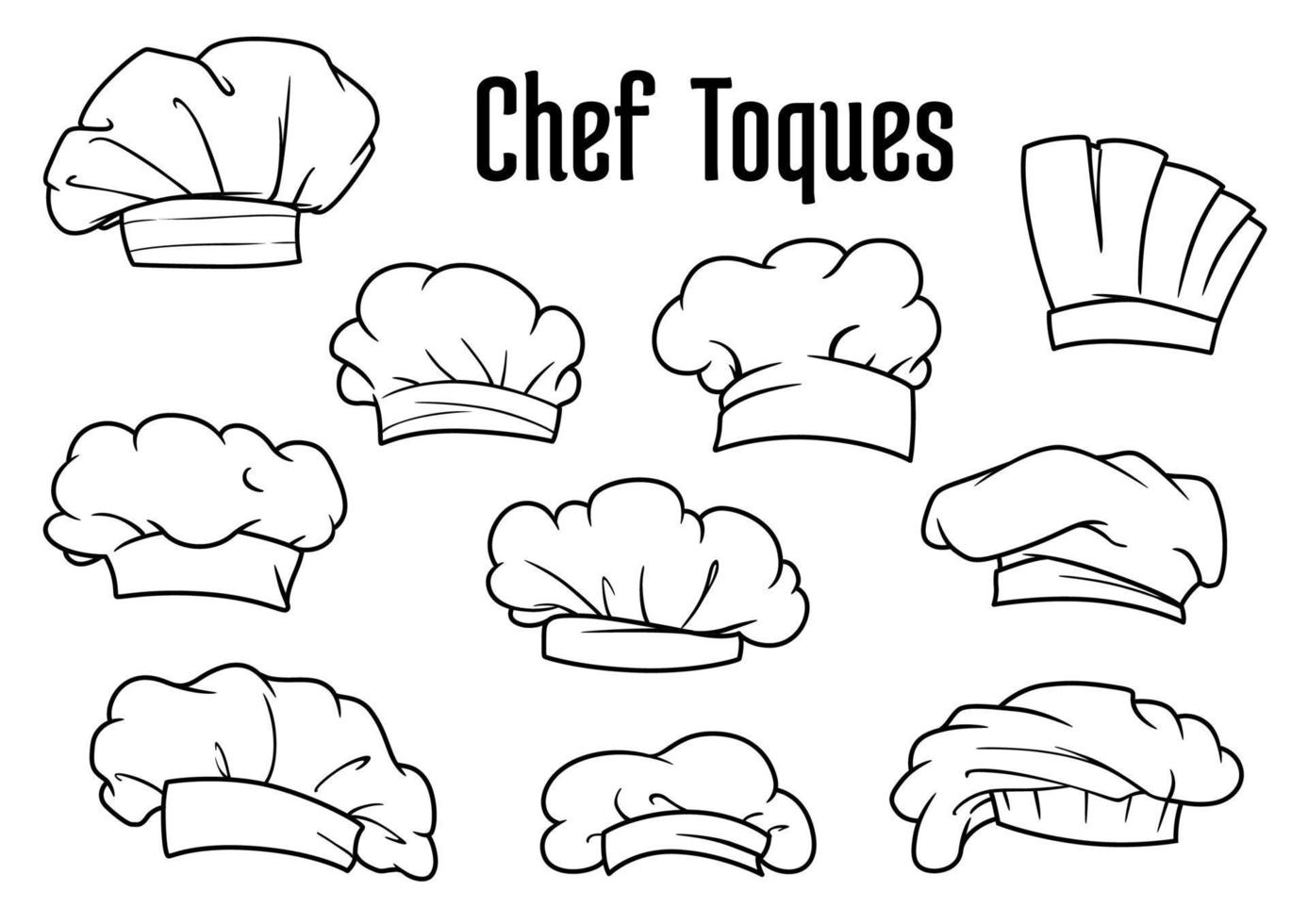 White chef caps and toques set vector