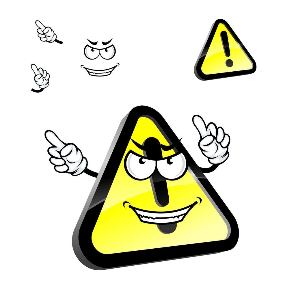 Cartoon hazard warning attention sign vector