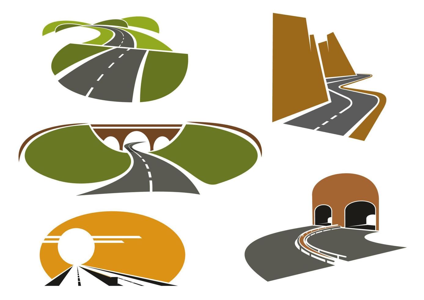 vías rápidas, autopistas, pasos subterráneos y autopistas vector