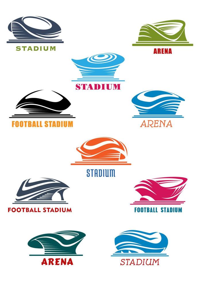 Sports stadiums and arena icons vector