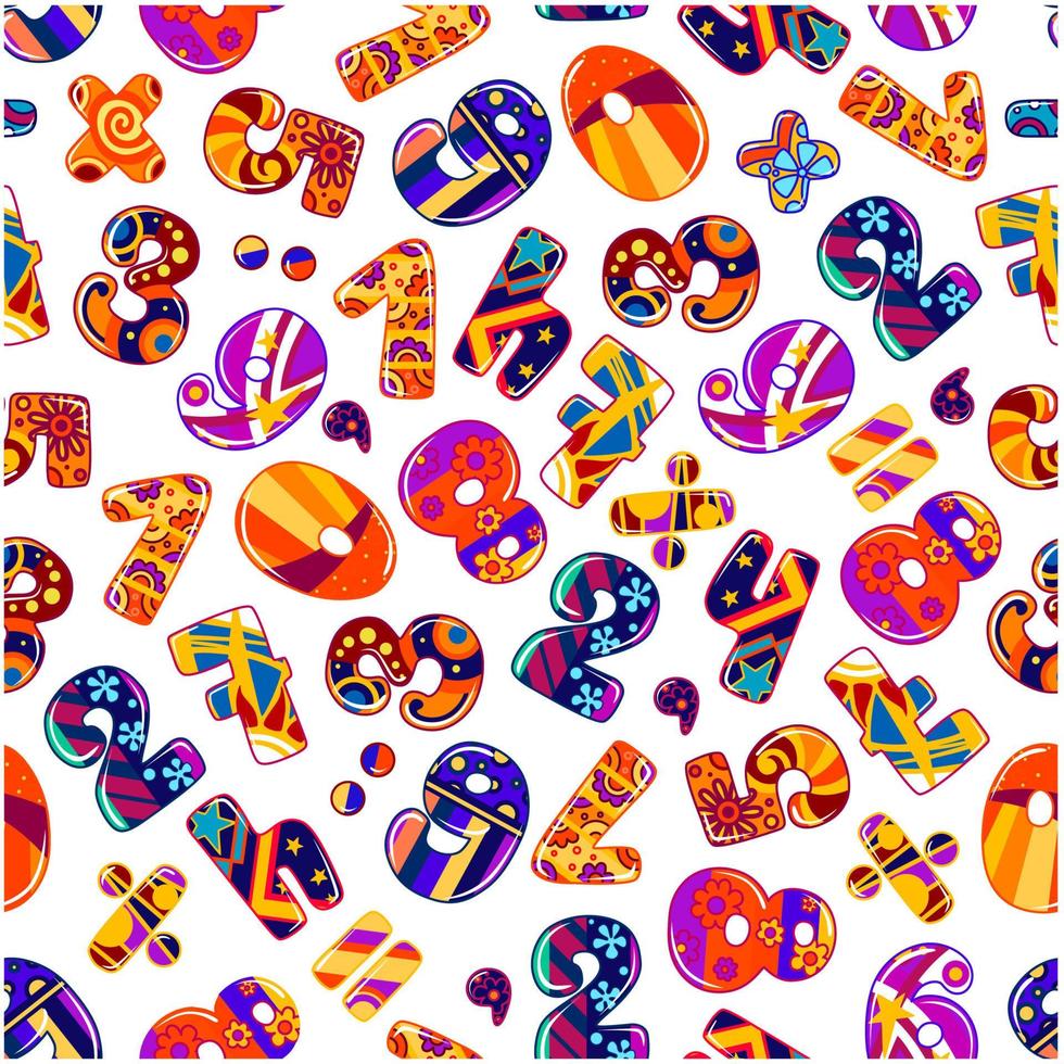 Colorful cartoon numbers seamless pattern vector