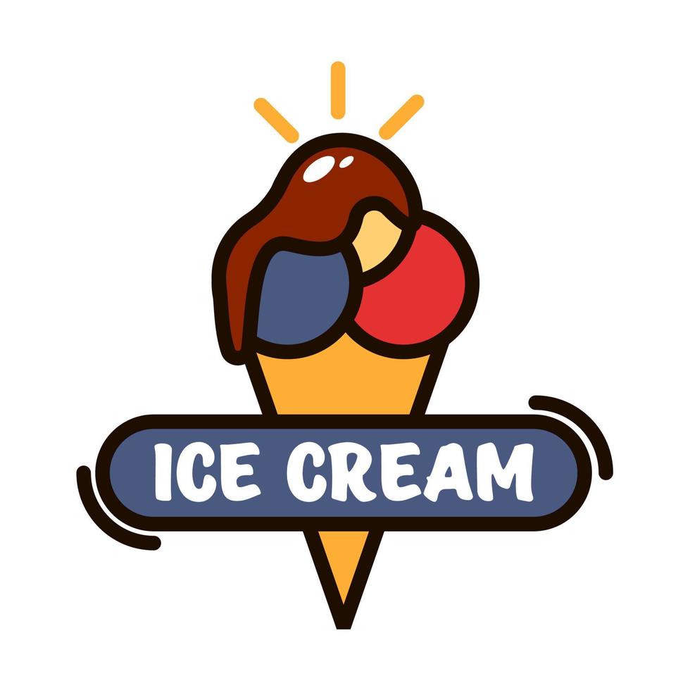 icono de postres de comida rápida con cono de helado lineal vector