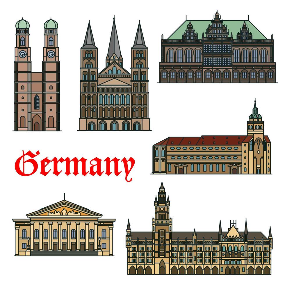 Architectural travel landmarks of Germany vector