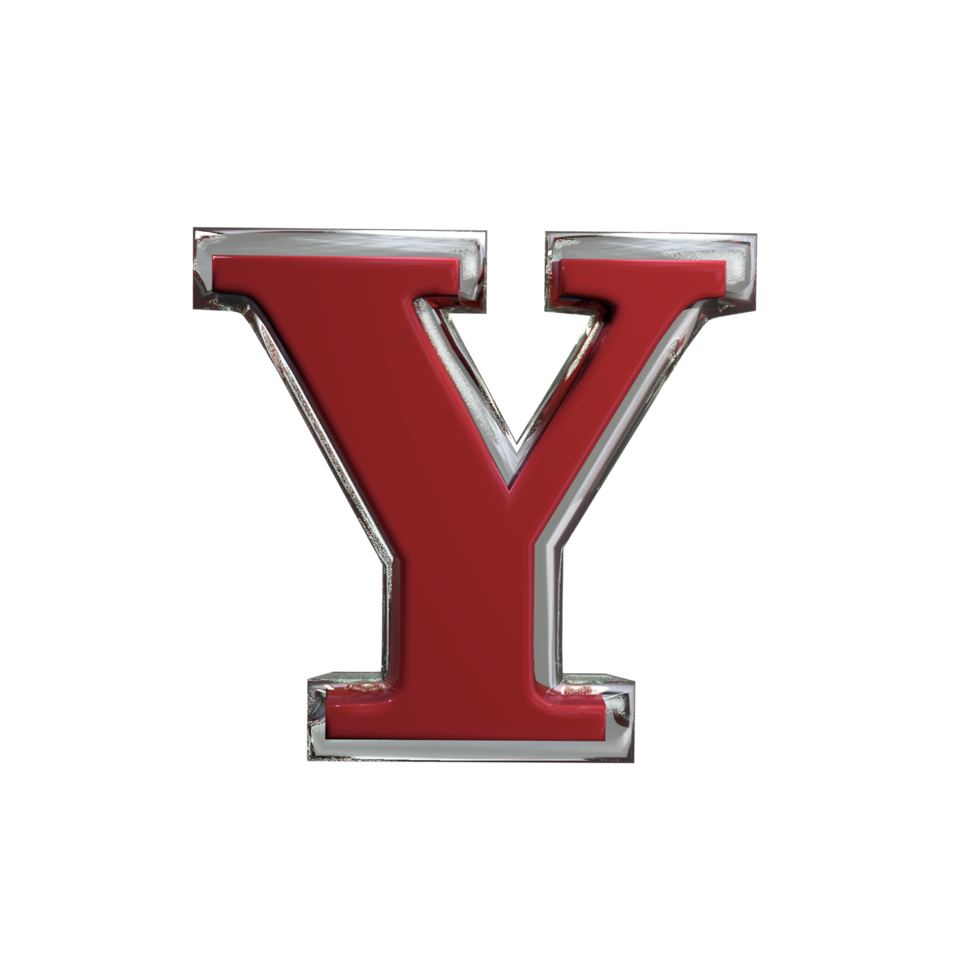 Letter Y 3D Render mental red color png