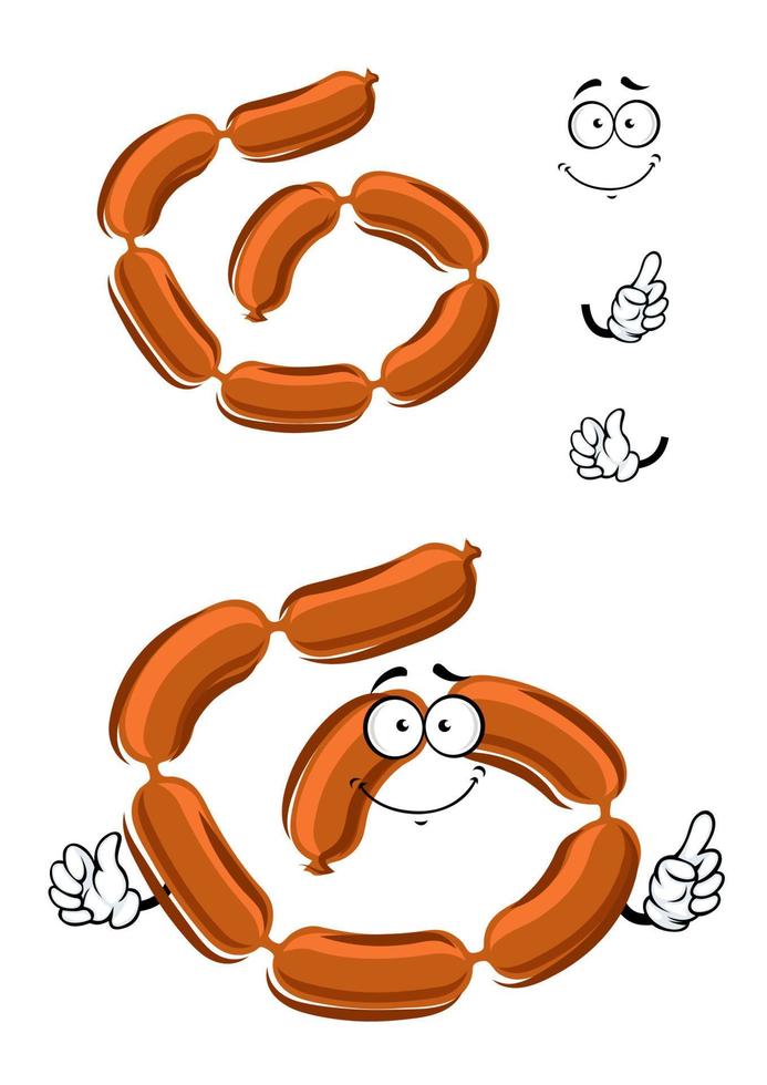 Cartoon appetizing brown pork sausages vector