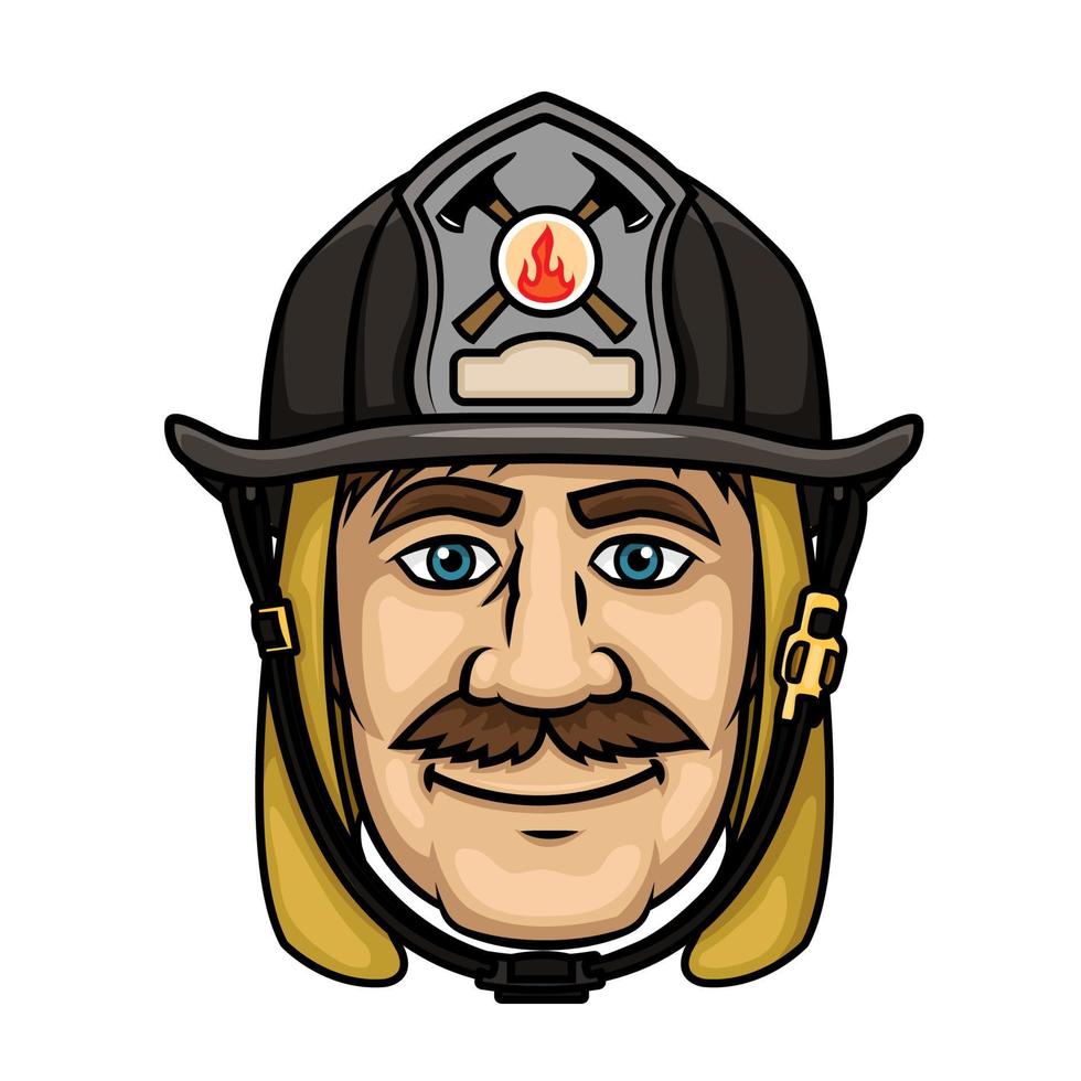 Firefighter or fireman in protective helmet vector