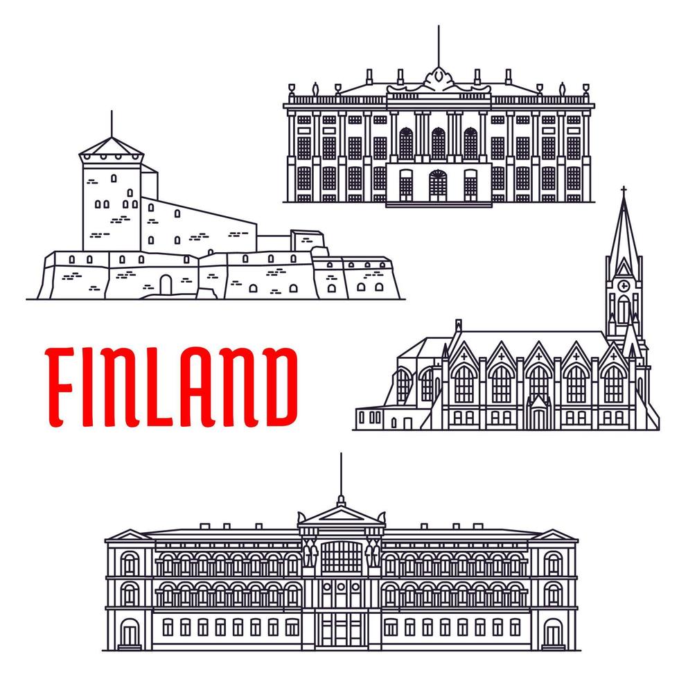 Travel landmarks of Finland and Denmark icon vector