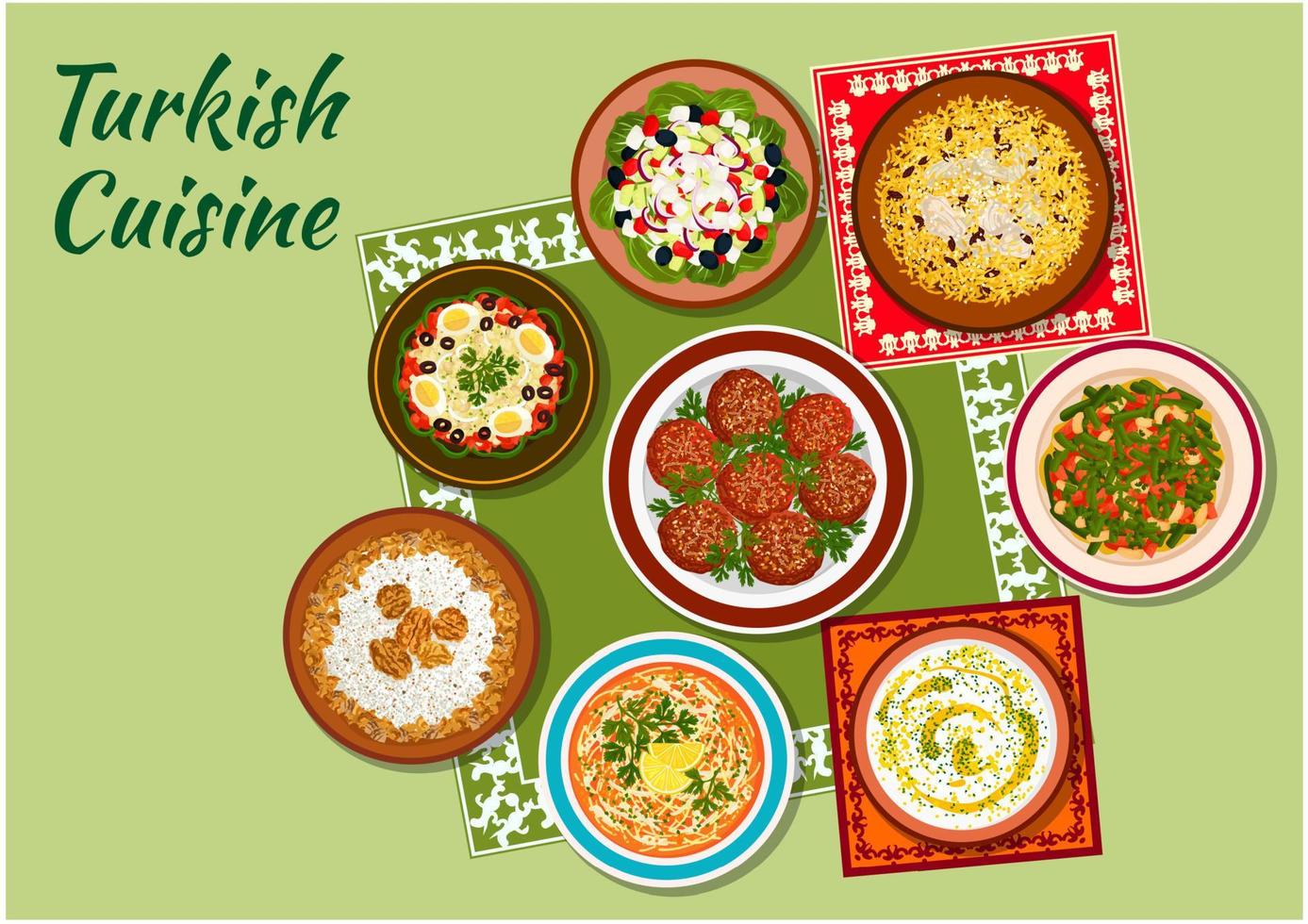 Summer dishes of turkish cuisine icon vector