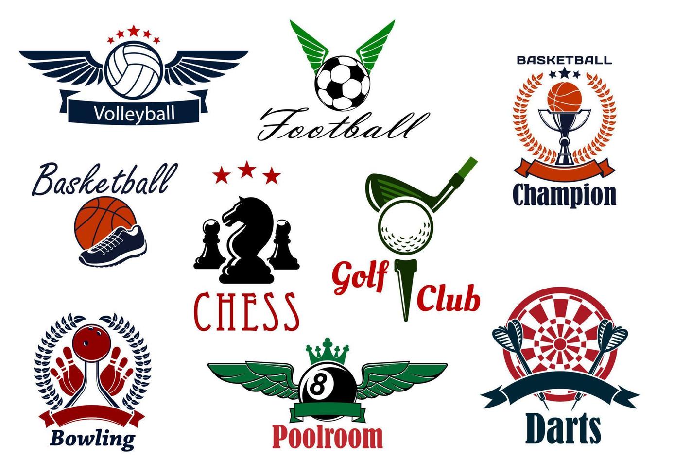 Sports game club and team heraldic emblems vector