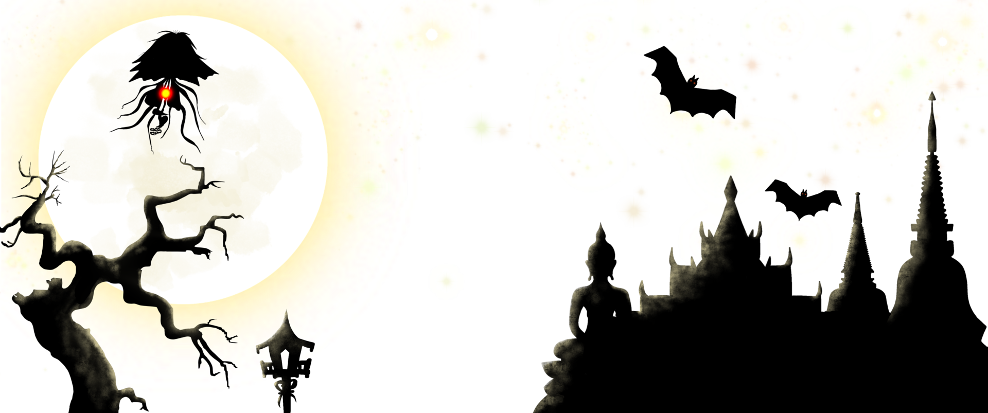 Panorama of measure.Hand drawn style thai ghosts, headless ghost is a belief shared across