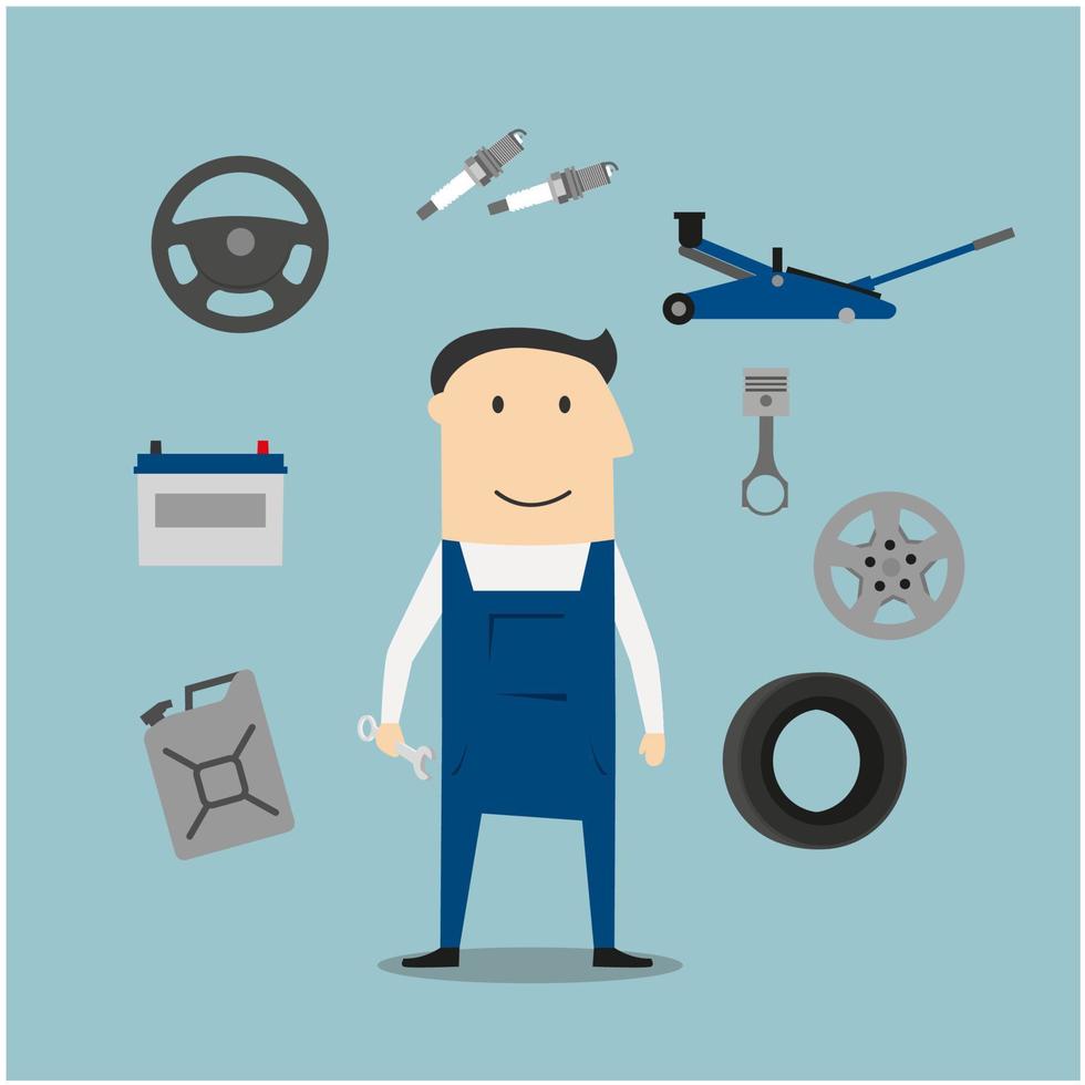 Car mechanic profession and equipment icons vector