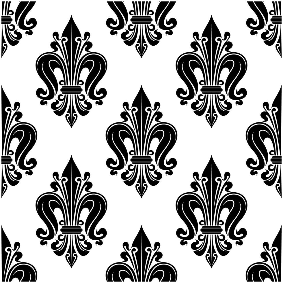 Floral seamless pattern with fleur-de-lis motif vector