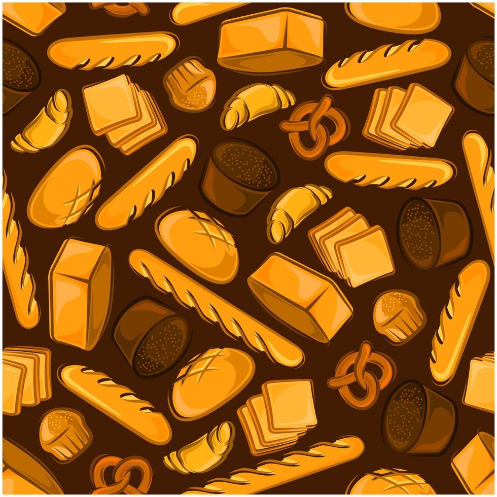 Seamless pattern of wholesome bakery products vector