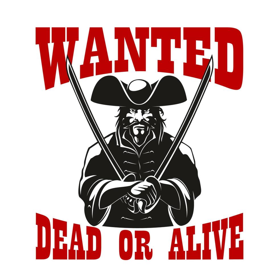 Reward for pirate wanted dead or alive vector