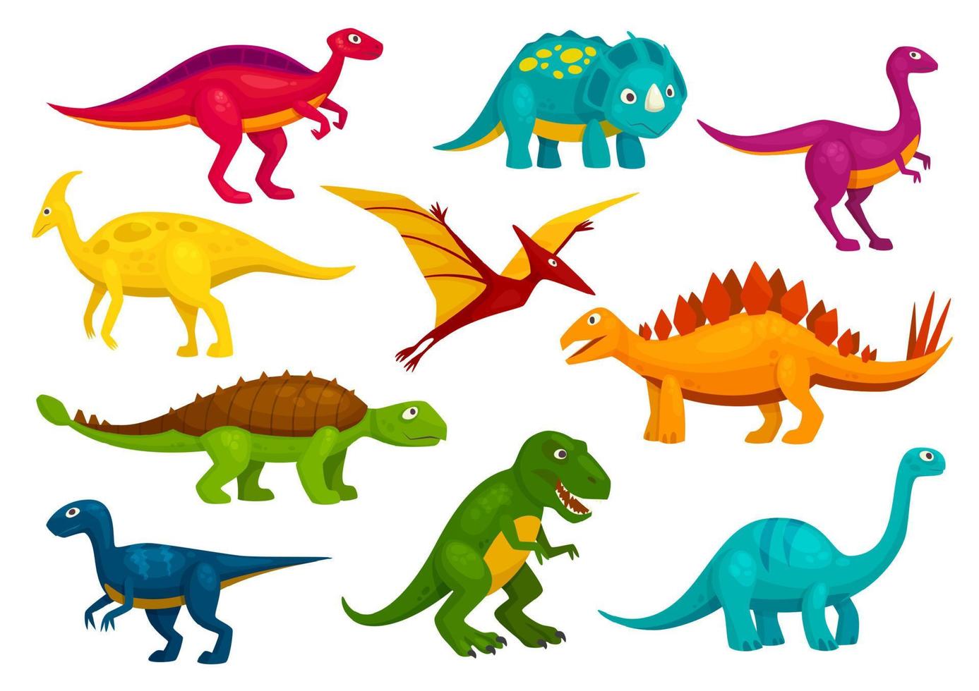 colección de dibujos animados de dinosaurios. animales vectoriales vector