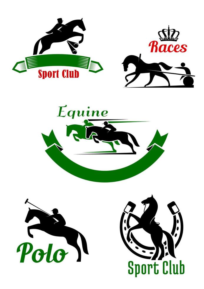 club de equitación, carreras de caballos y diseño de juegos de polo vector