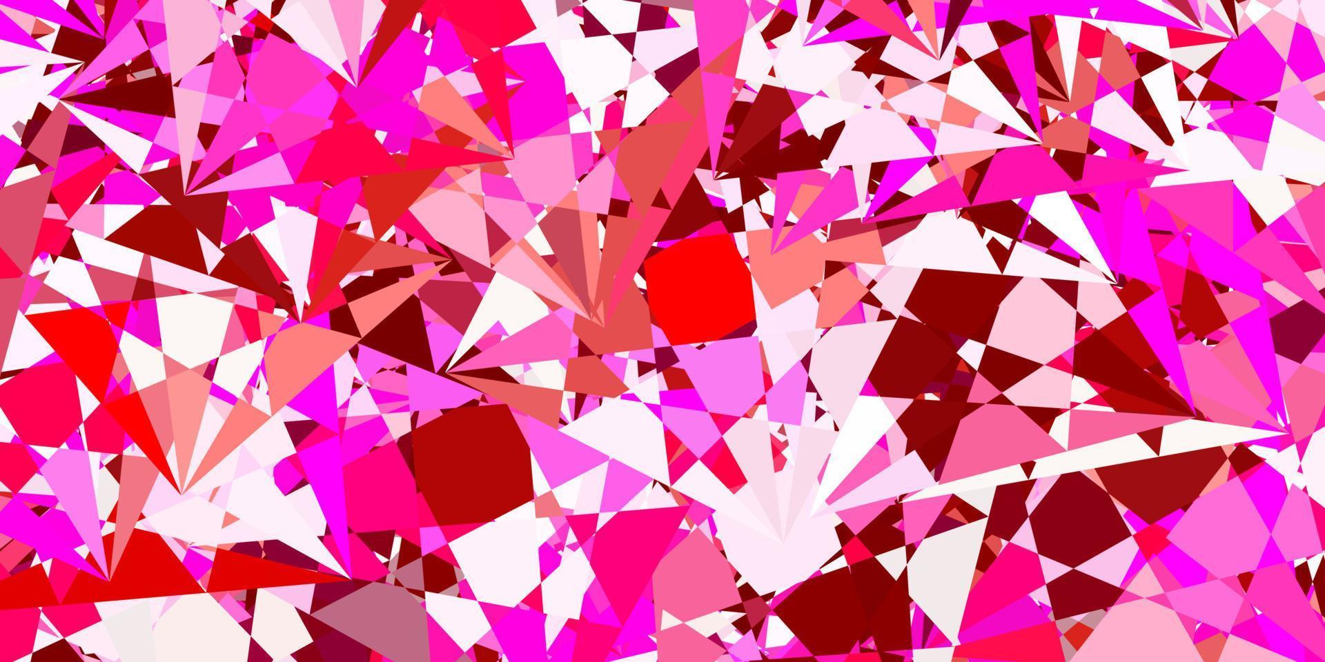 textura de vector rosa claro con triángulos al azar.