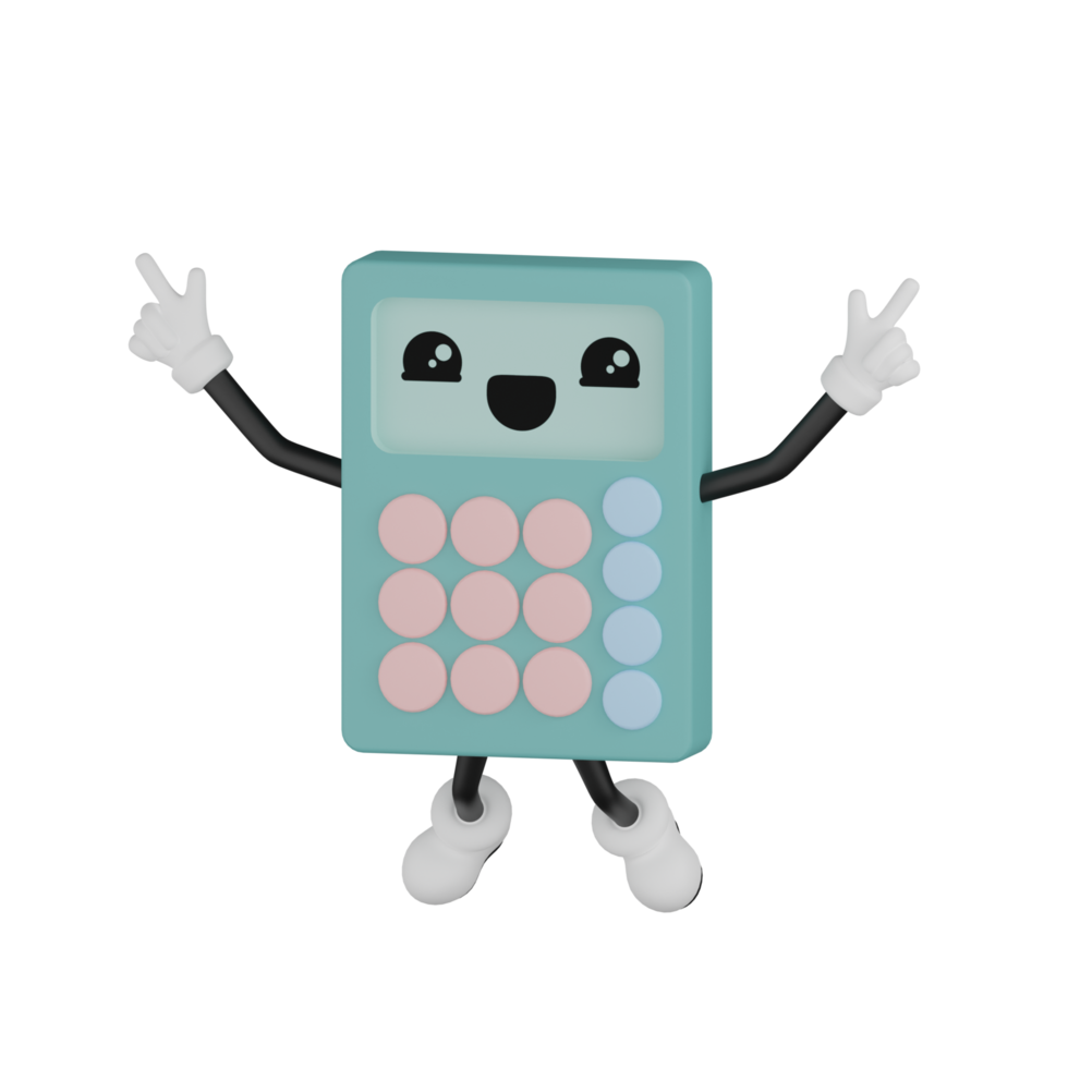 calculadora azul isolada 3d png