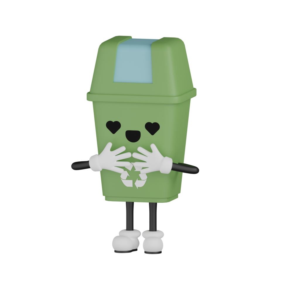 3D Isolated Green Rubbish Bin png