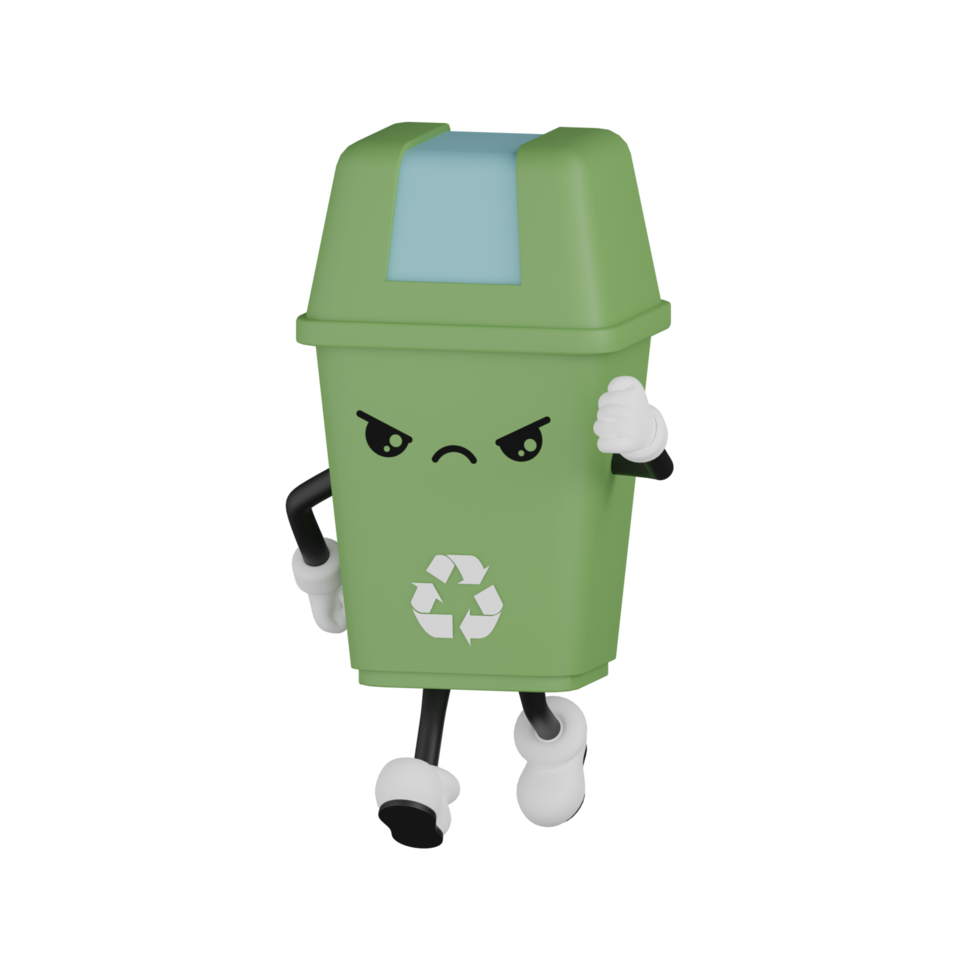 escaninho de lixo verde isolado 3d png