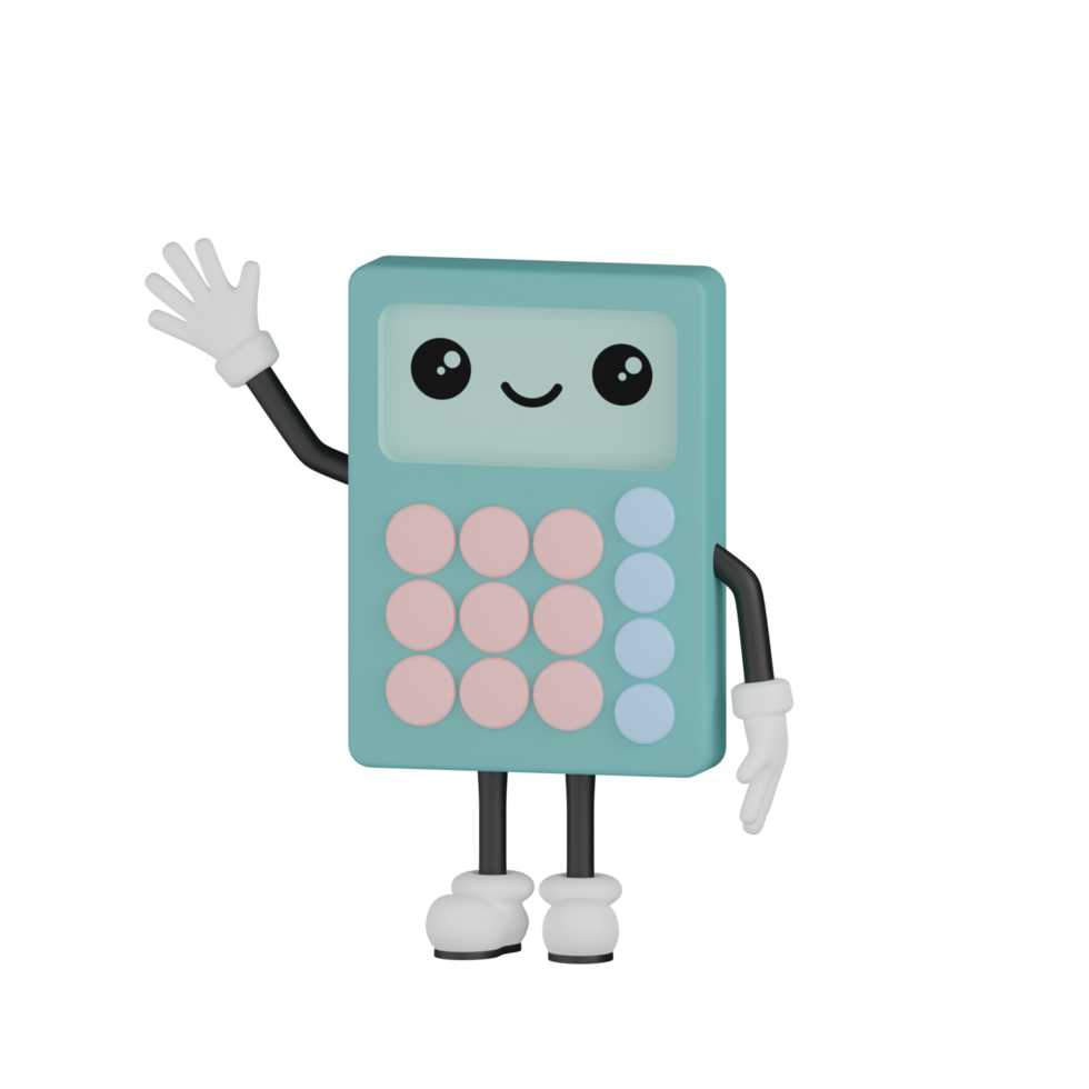 calculatrice bleue isolée 3d png