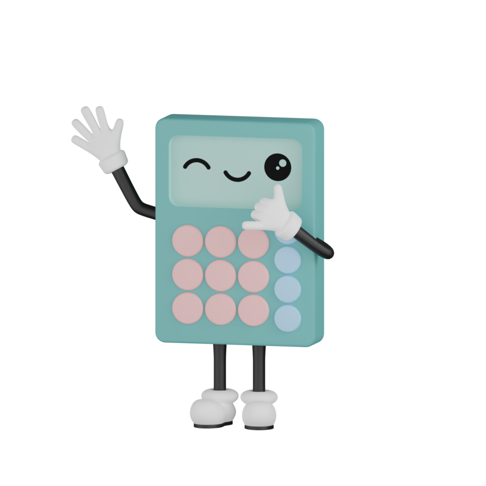 3D Isolated Blue Calculator png