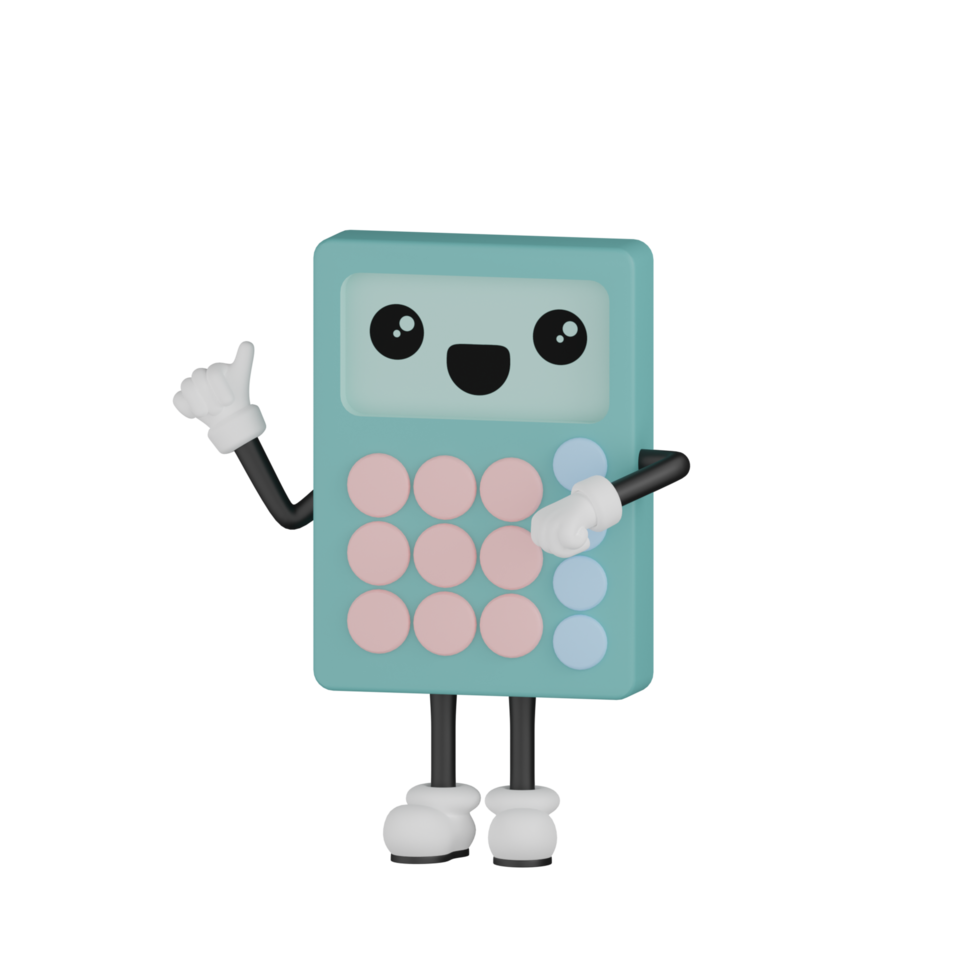 3D Isolated Blue Calculator png