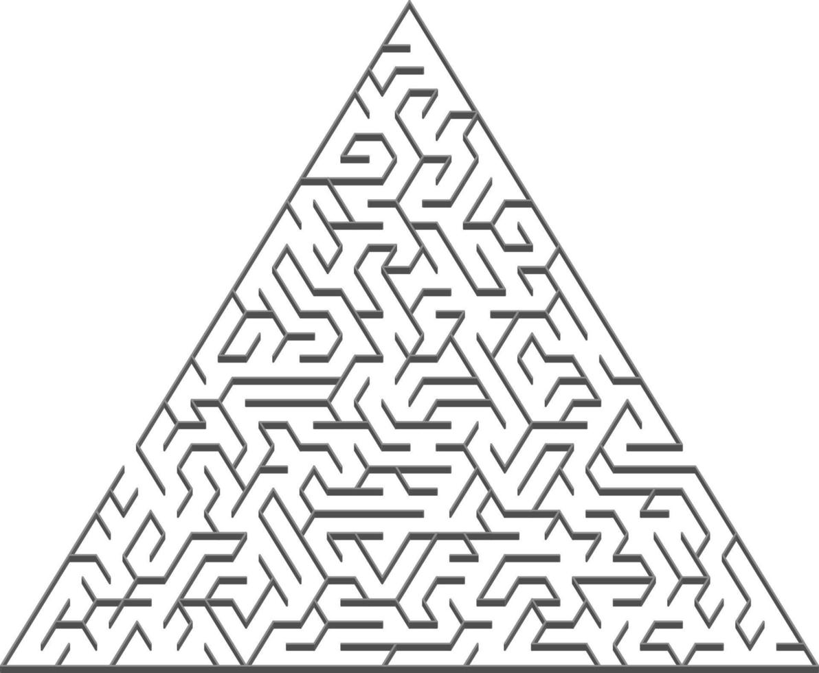 Vector texture with a gray triangular 3D maze, game.