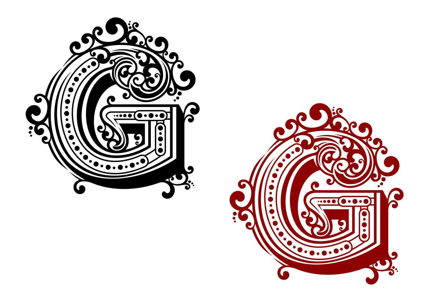 Letter G with ornamental flourishes vector