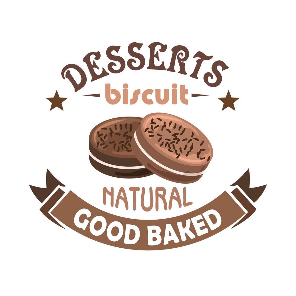 Chocolate pastries and biscuits badge design vector