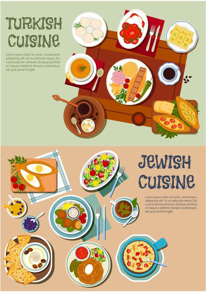 National cuisine of Turkey and Israel flat icon vector
