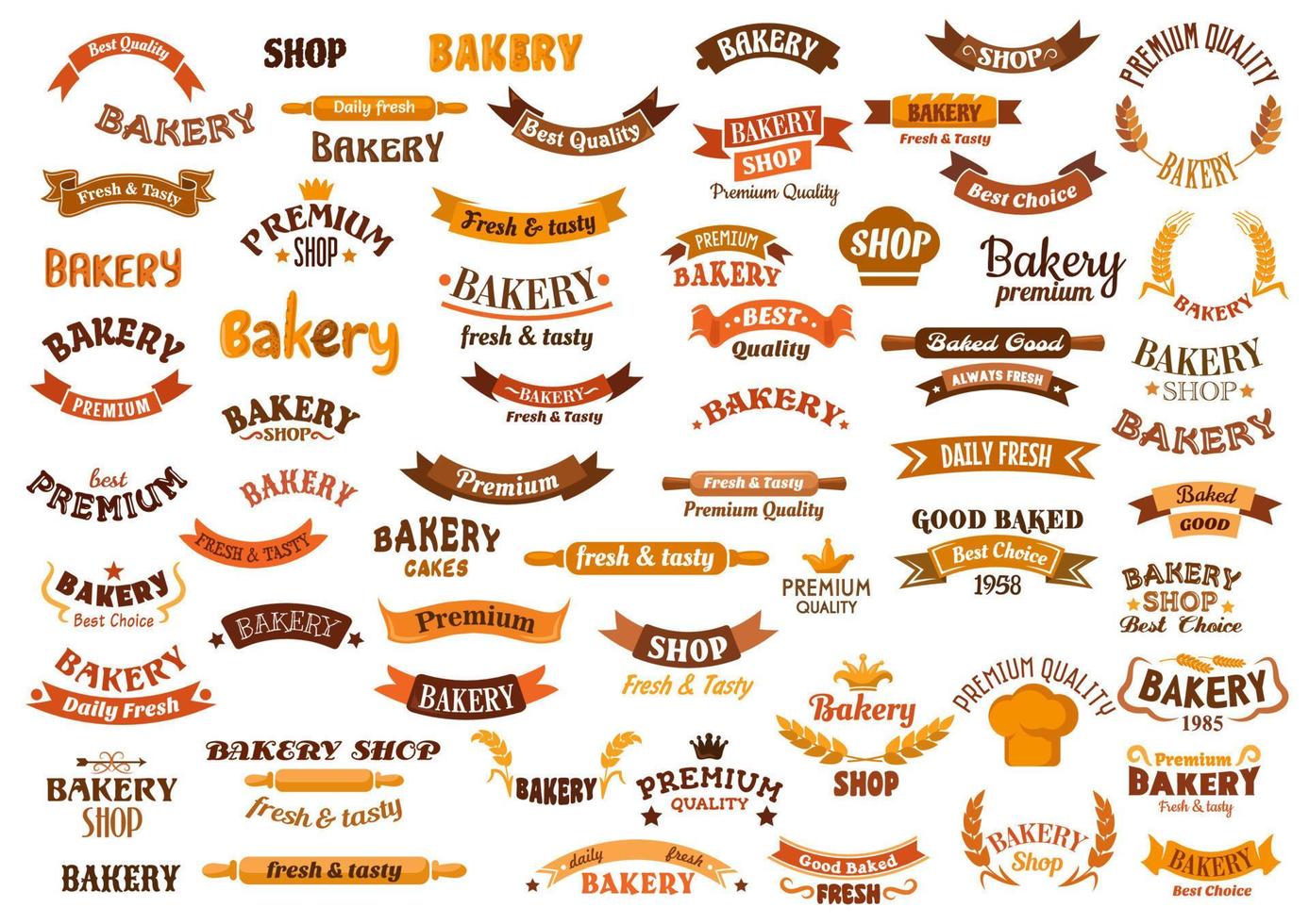 elementos de diseño de panadería y pastelería vector