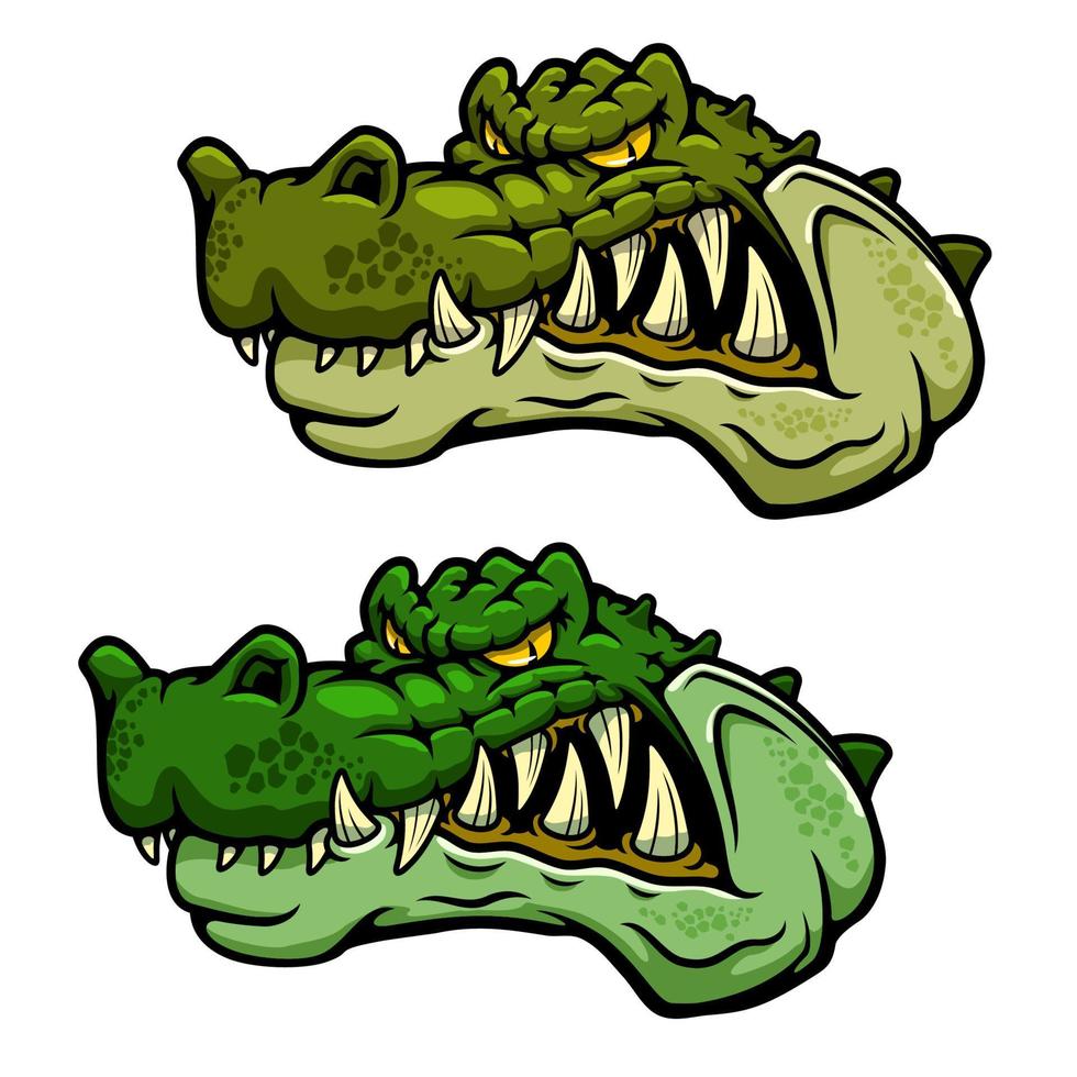 cabeza de personaje de cocodrilo con dientes descubiertos vector