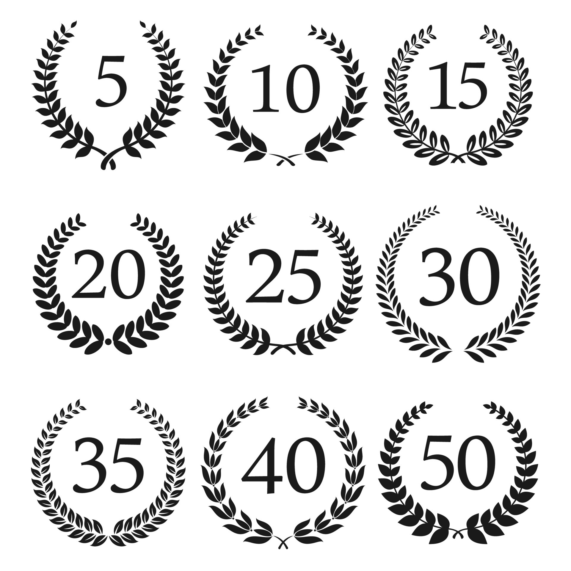Anniversary and jubilee laurel wreaths icons 11663388 Vector Art at