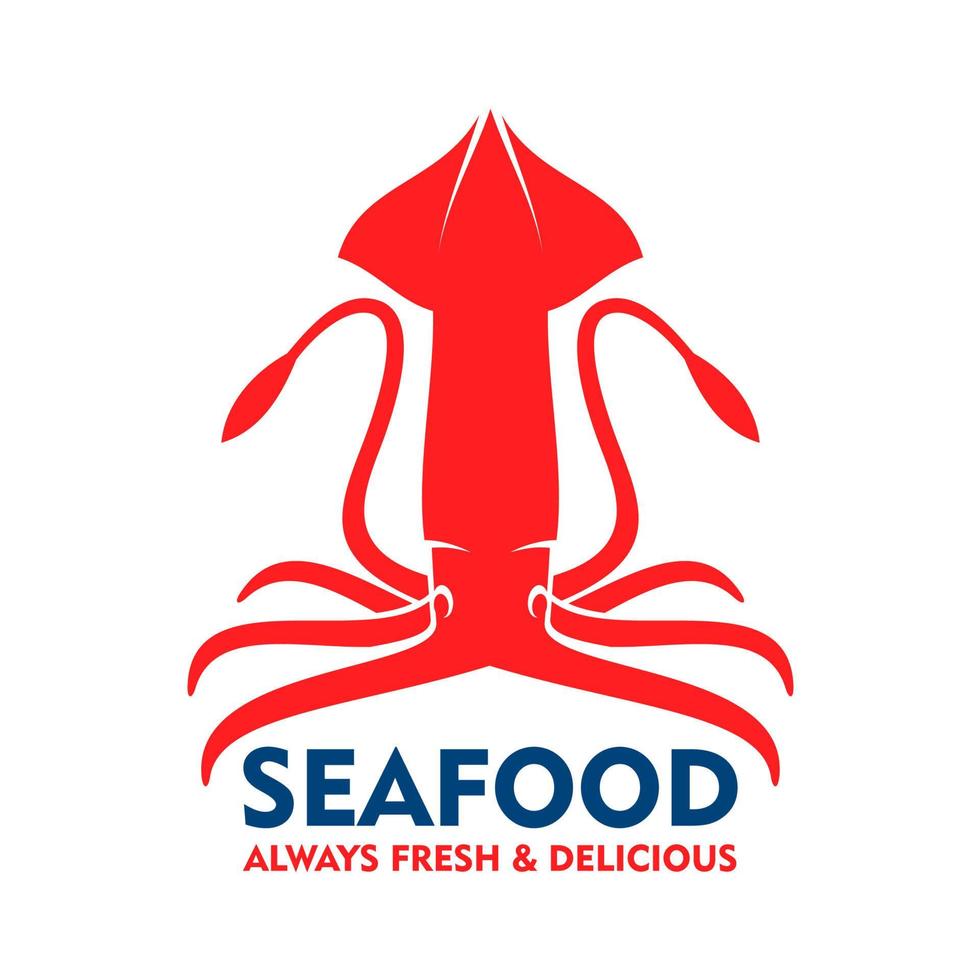 Fresh marine red squid for seafood design vector