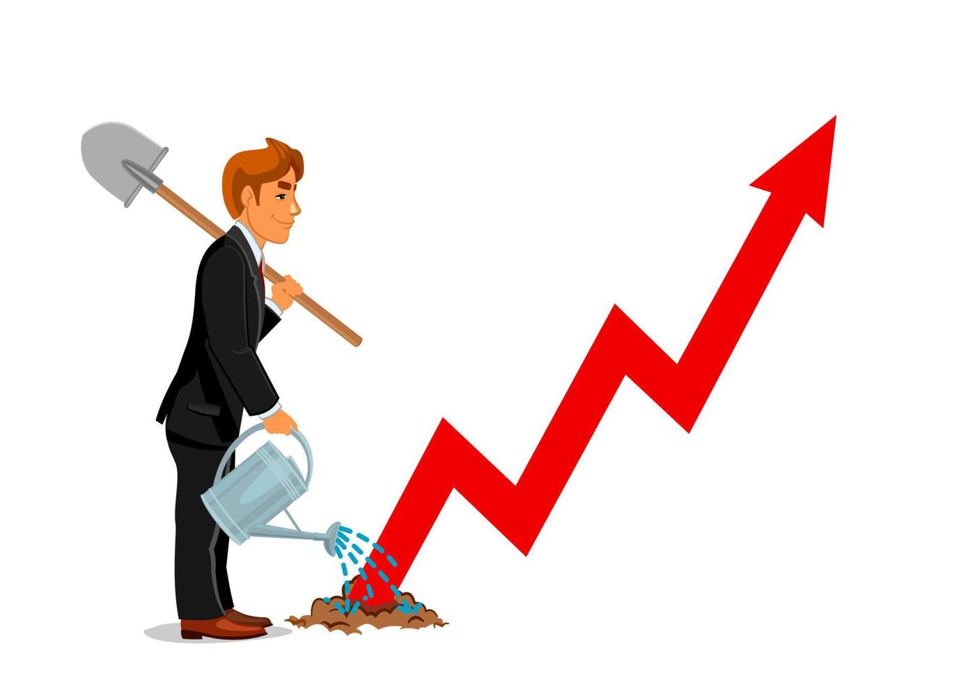 Businessman with spade. Business career growth vector