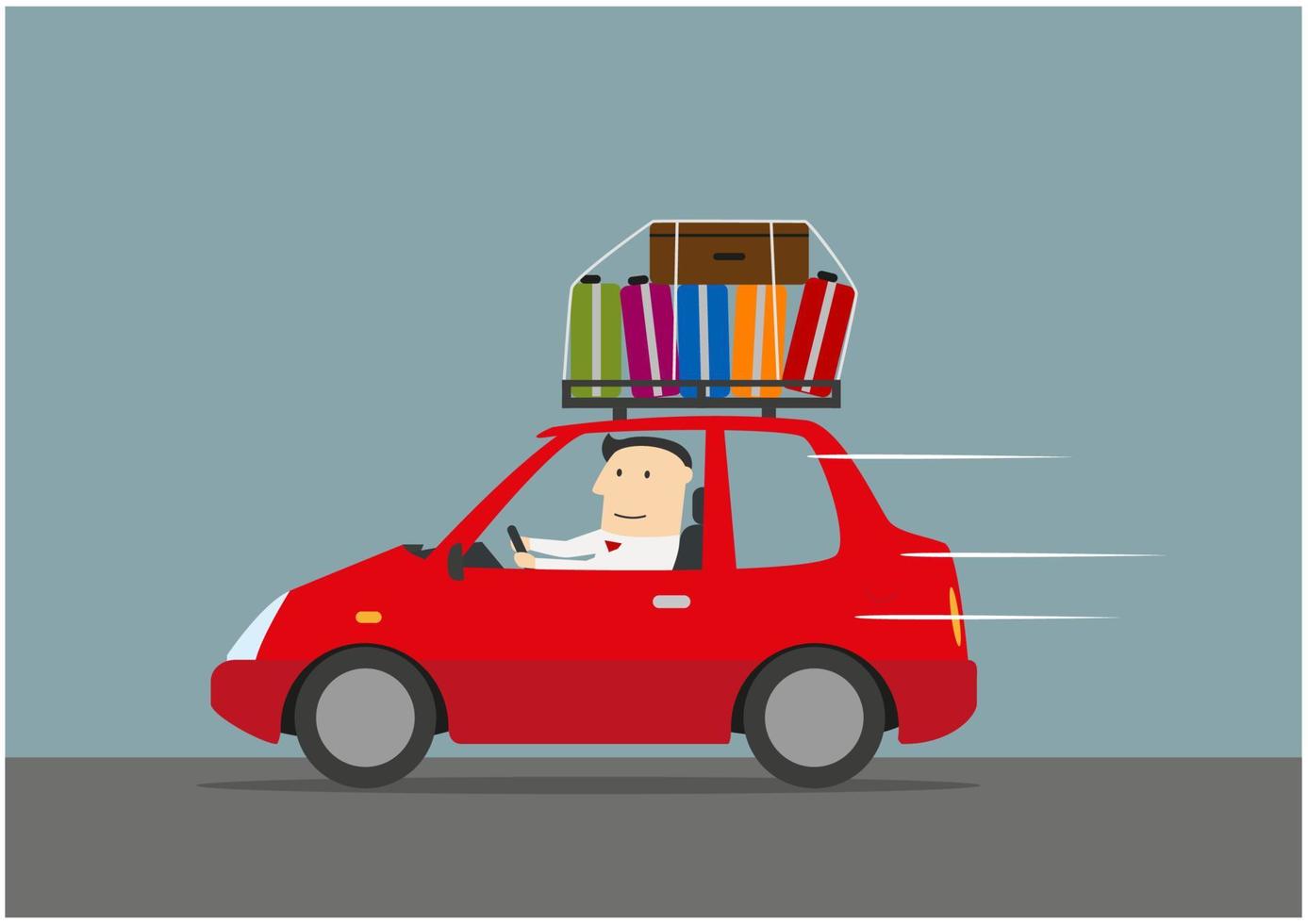 Happy businessman traveling by car vector